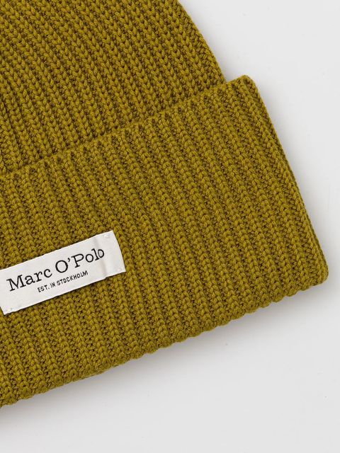 Marc O'Polo czapka bawełniana kolor zielony z cienkiej dzianiny bawełniana M09605901141 - zdjęcie produktu nr 2