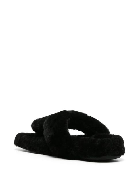 LOEWE Ease shearling flip flops - Black