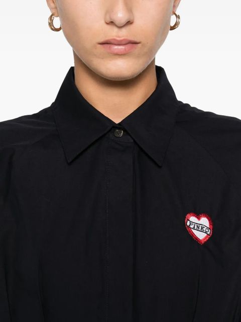 PINKO heart-embroidered puff-sleeve dress - Black