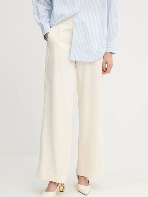 BOSS Orange spodnie damskie kolor beżowy proste high waist 50541934 - zdjęcie produktu nr 1