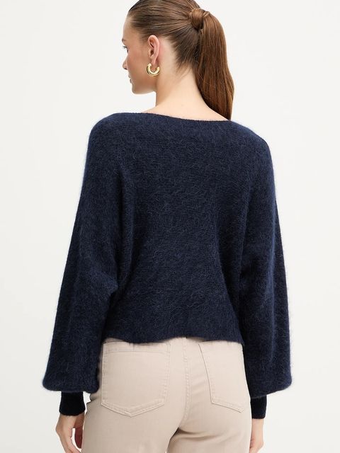 Marella sweter z dodatkiem wełny damski kolor granatowy 2523366384200 - zdjęcie produktu nr 2