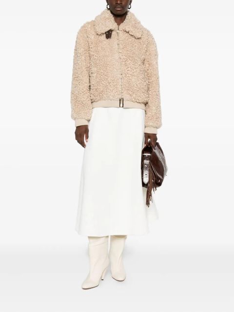 Maje logo-plaque A-line skirt - White