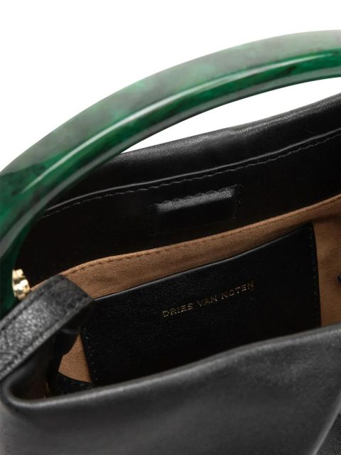 DRIES VAN NOTEN small pleated leather tote bag - Black