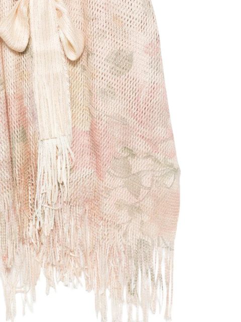 TWINSET floral-print fringed beach cover-up - Neutrals