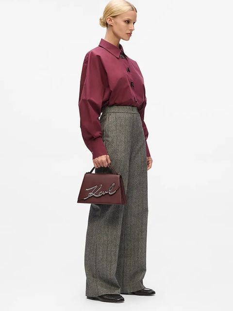 Karl Lagerfeld torebka skórzana K/SIGNATURE kolor brązowy A1W30036