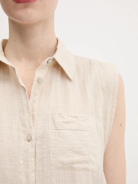 United Colors of Benetton koszula damska kolor beżowy regular z kołnierzykiem klasycznym 5ONVDQ0C1