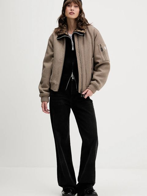 Guess Jeans kurtka bomber z dodatkiem wełny kolor beżowy przejściowa oversize W5BL14 W1482 - zdjęcie produktu nr 2