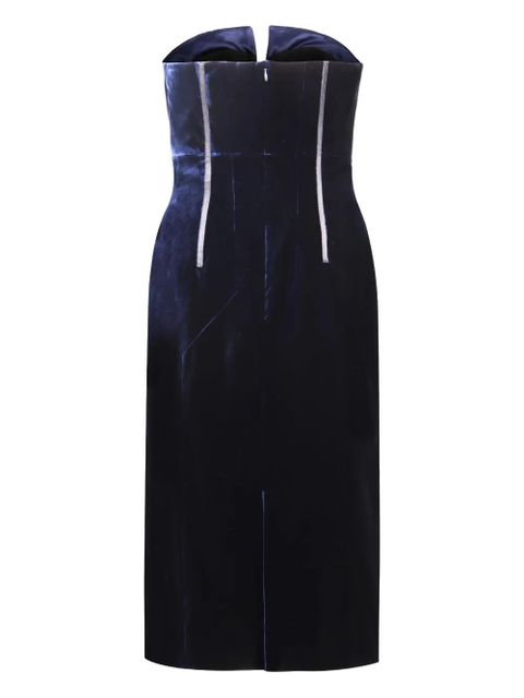 TOM FORD strapless velvet midi dress - Blue - zdjęcie produktu nr 1