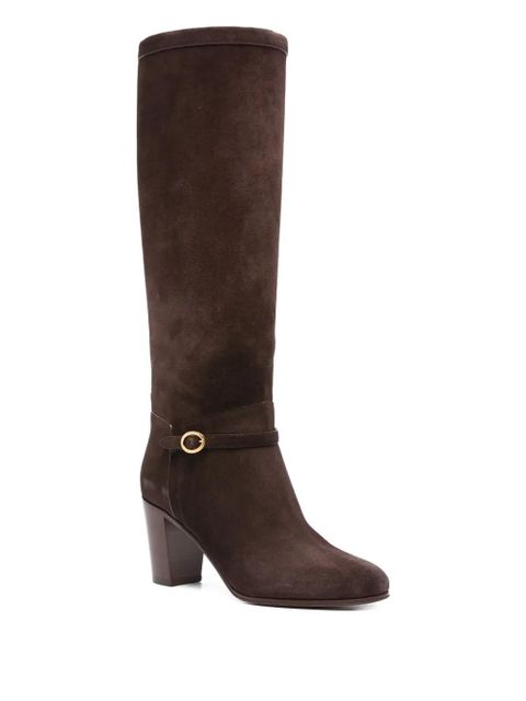 Valentino Garavani 70mm buckle-detail suede boots - Brown - zdjęcie produktu nr 2