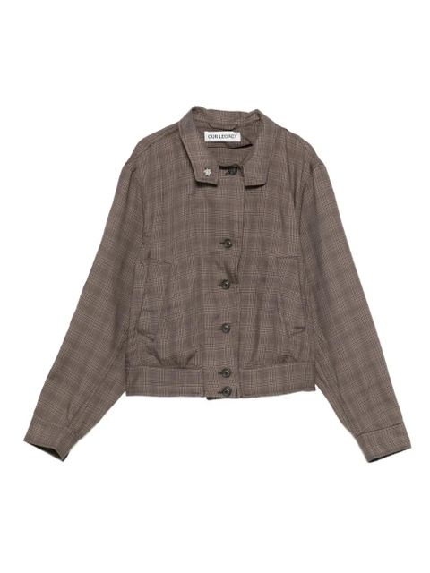 OUR LEGACY checked button-up bomber jacket - Brown - zdjęcie produktu nr 1