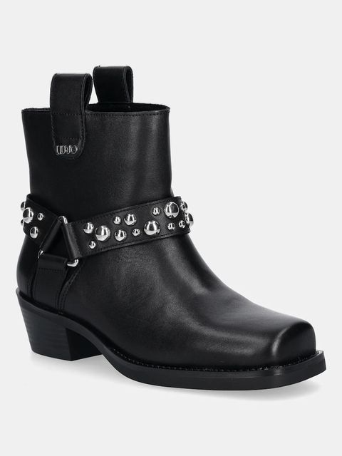 Liu Jo botki skórzane ROXY 01 damskie kolor czarny na słupku SF5047P010222222 - zdjęcie produktu nr 1