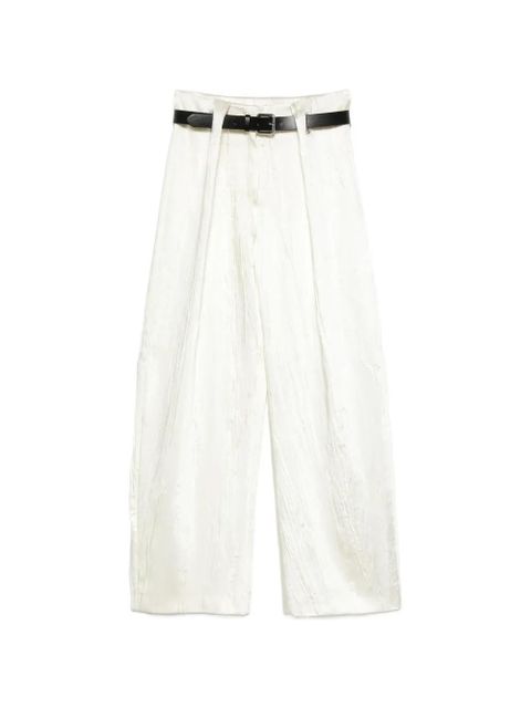Sportmax belted textured palazzo pants - White - zdjęcie produktu nr 1