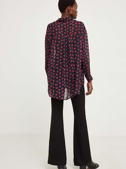 Answear.LAB koszula damska kolor czarny relaxed z kołnierzykiem klasycznym