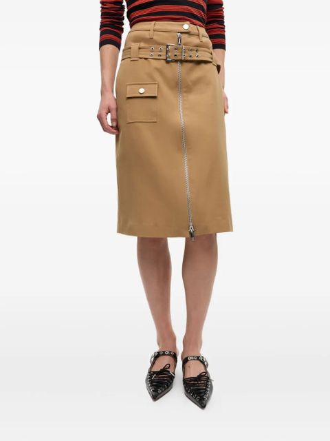 GANNI belted cotton skirt - Neutrals - zdjęcie produktu nr 2