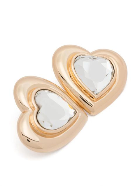 Self-Portrait crystal heart earrings - Gold