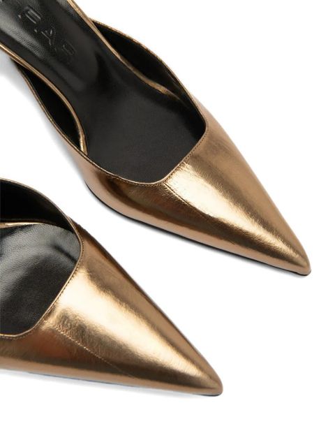 BY FAR Teese metallic pointed-toe pumps - Gold