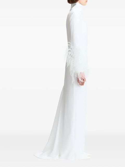 16Arlington Arios feather-trim gown - White