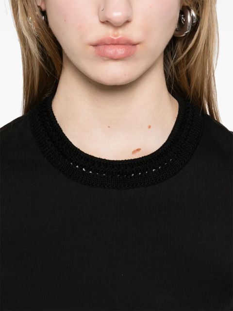 Moncler crochet-accent cotton T-shirt - Black