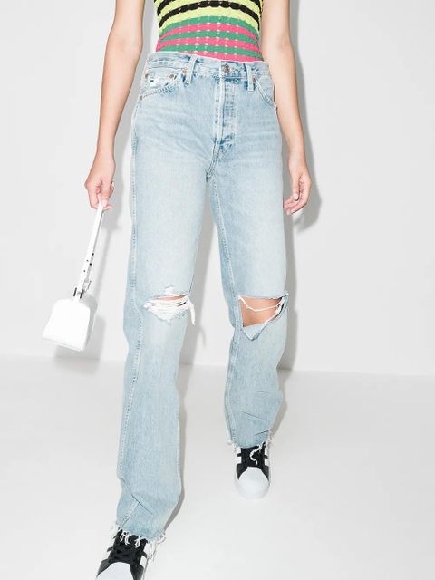 RE/DONE ripped high-waist jeans - Blue - zdjęcie produktu nr 2