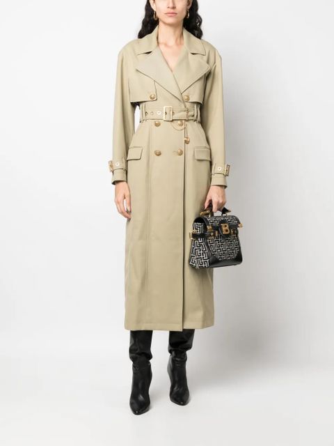 Balmain embellished gabardine trench coat - Neutrals