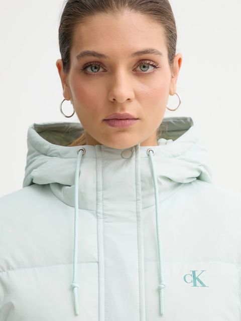 Calvin Klein Jeans bezrękawnik puchowy kolor turkusowy zimowa LV044D522G