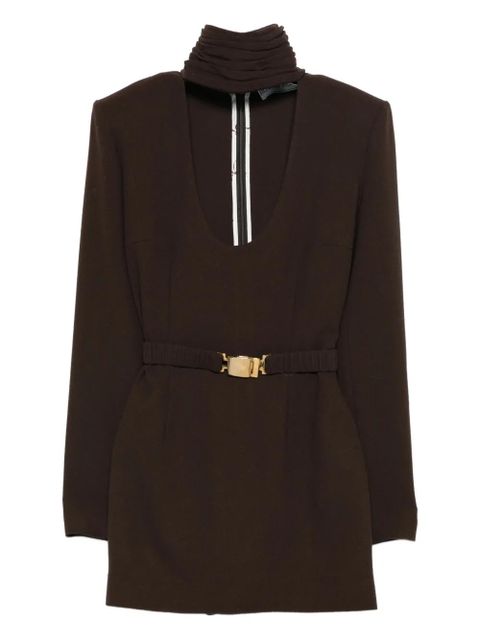 Rowen Rose high-neck belted mini dress - Brown - zdjęcie produktu nr 1