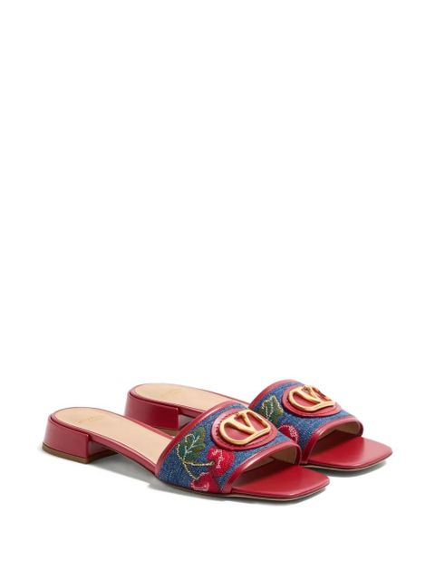 Valentino Garavani Cherryfic-embroidery VLogo-detailed sandals - Blue - zdjęcie produktu nr 2