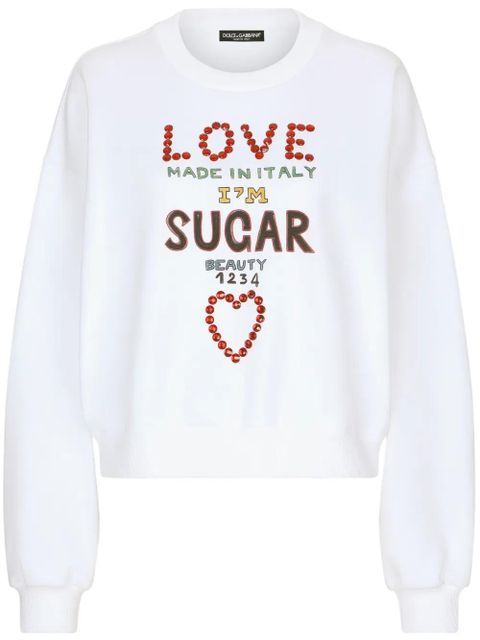 Dolce & Gabbana crystal-embellished sweatshirt - White - zdjęcie produktu nr 1