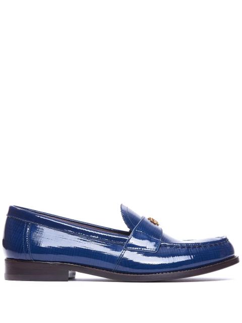 Tory Burch logo-plaque leather loafers - Blue - zdjęcie produktu nr 1