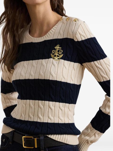 Lauren Ralph Lauren cable-knit striped sweater - Blue