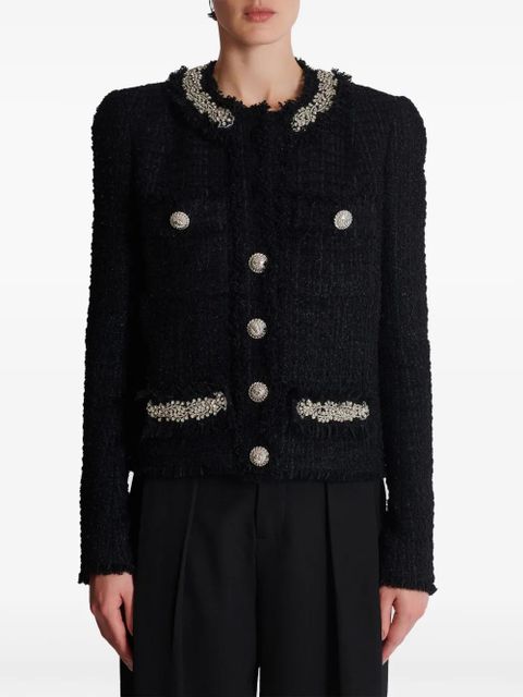 Balmain embroidered tweed jacket - Black