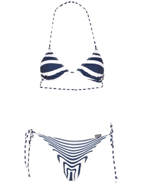 Jean Paul Gaultier striped lace-up bikini - White - zdjęcie produktu nr 1