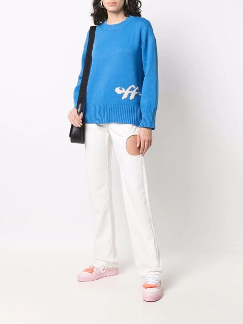 Off-White intarsia-logo jumper - Blue