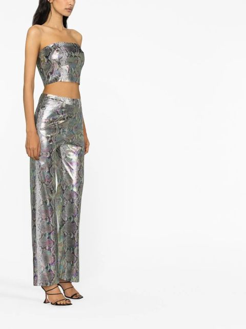 ROTATE BIRGER CHRISTENSEN metallic snakeskin bandeau top - Silver