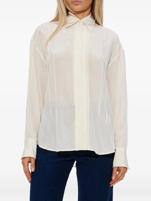 Victoria Beckham pleated-detail silk shirt - Neutrals