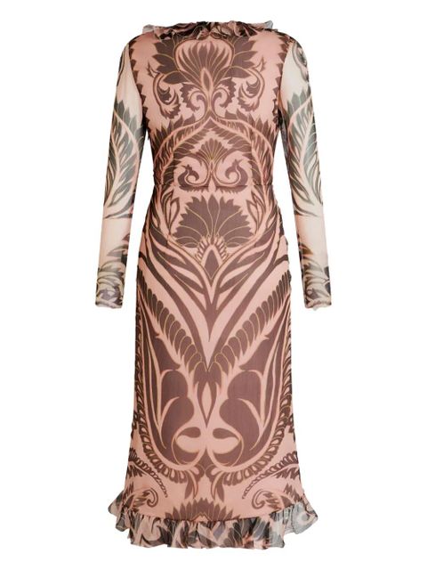 ETRO graphic-print silk dress - Brown