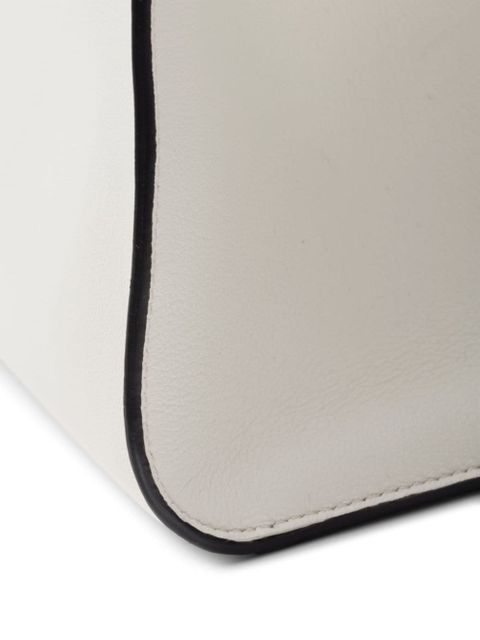 Prada medium logo-stamp leather tote bag - White