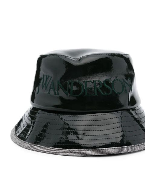 JW Anderson logo-embroidered coated bucket hat - Green - zdjęcie produktu nr 2
