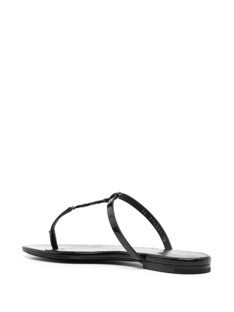 Saint Laurent Cassandra leather slides - Black
