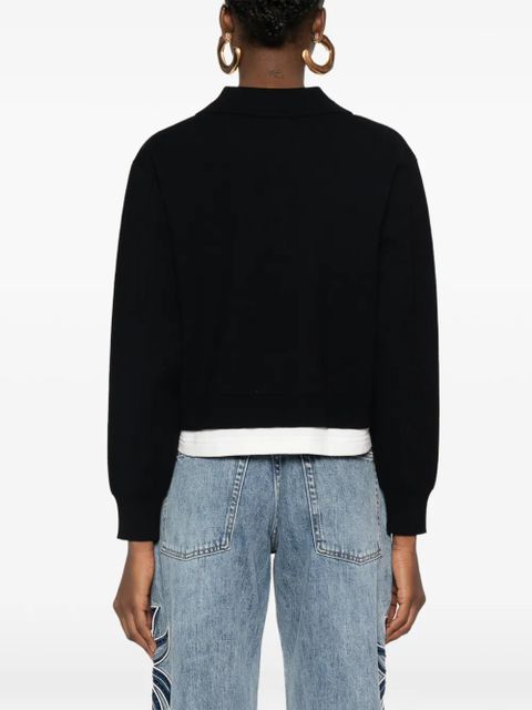 SANDRO polo-collar button-embellishment sweater - Blue