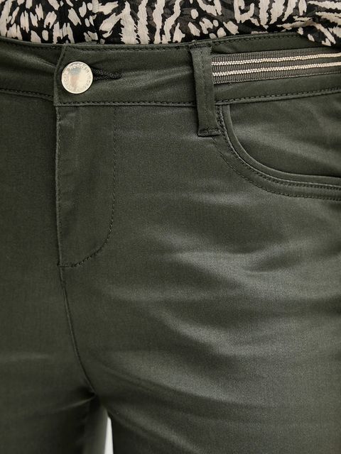 Morgan spodnie PALONA damskie kolor zielony dopasowane medium waist PALONA