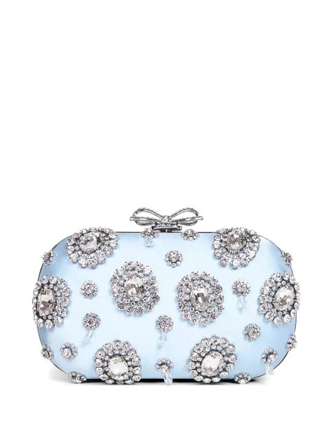 Self-Portrait crystal-embellished bow clutch bag - Blue - zdjęcie produktu nr 1