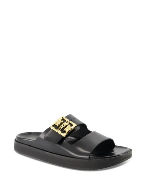 Givenchy logo-plaque leather slides - Black