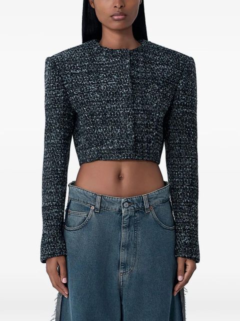 Diesel G-Crop-G tweed cropped jacket - Black - zdjęcie produktu nr 1