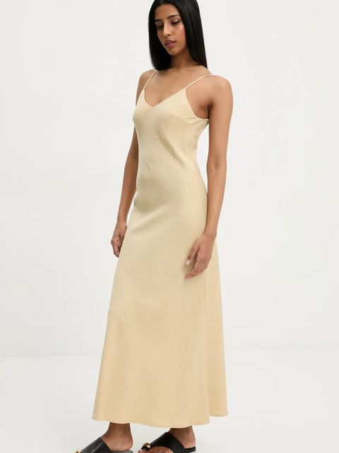 Answear.LAB sukienka kolor żółty maxi rozkloszowana