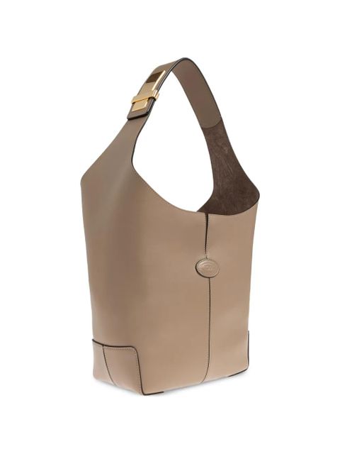 Tod's small logo-patch leather tote bag - Neutrals