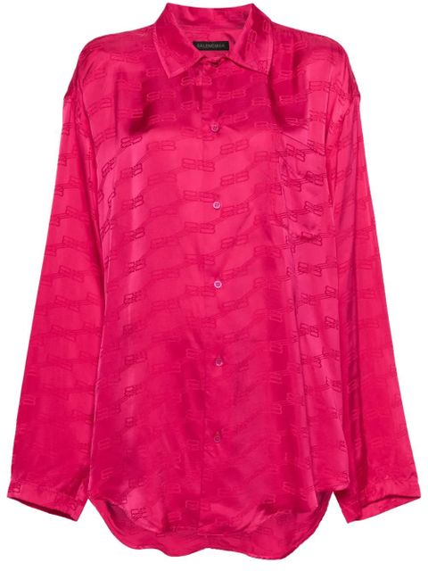 Balenciaga jacquard-logo satin shirt - Pink - zdjęcie produktu nr 1