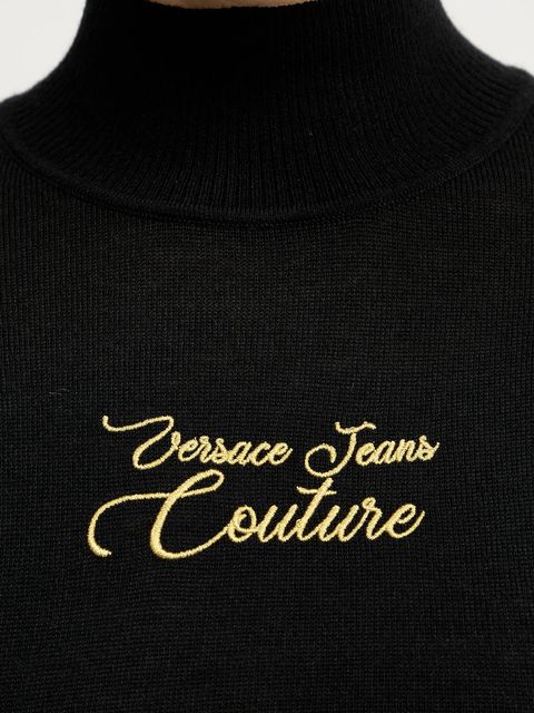 Versace Jeans Couture sweter z dodatkiem wełny kolor czarny lekki z półgolfem 79HAFMH8 CMH62