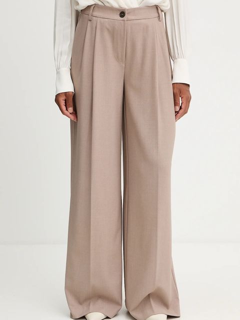 Twinset spodnie damskie kolor beżowy szerokie high waist 252TF2043 - zdjęcie produktu nr 1