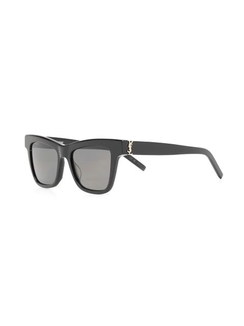 Saint Laurent Eyewear logo-plaque square-frame sunglasses - Black - zdjęcie produktu nr 2